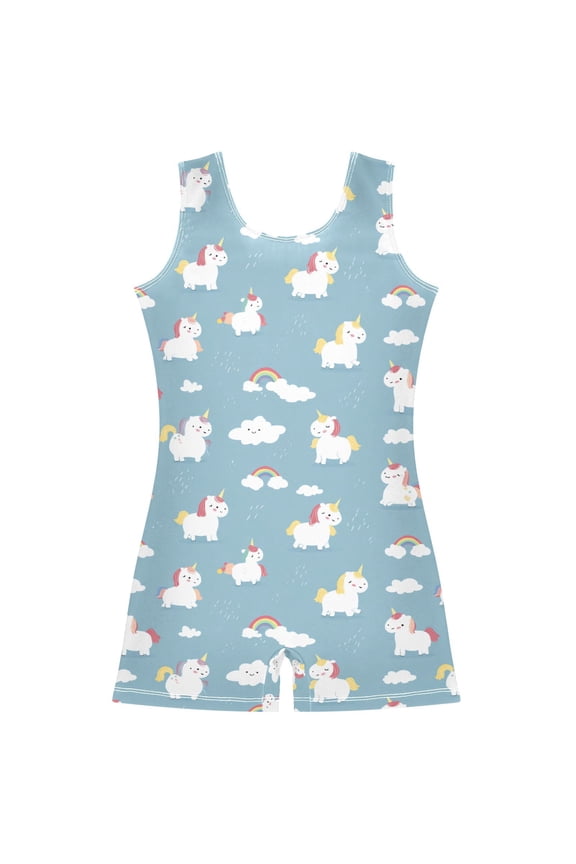 Gymnastics Leotard Sleeveless Rainbow Unicorn Stretchy Dance Bodysuit Breathable Athletic Ballet Yoga Outfit for Ages 3-14