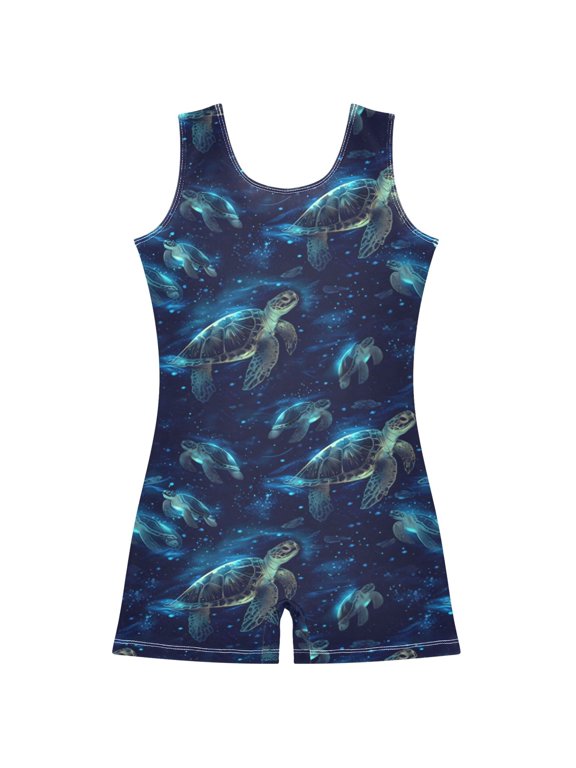 Gymnastics Leotard Sleeveless Swimming Sea Turtles Stretchy Dance Bodysuit Breathable Athletic Ballet Yoga Outfit for Ages 3-14