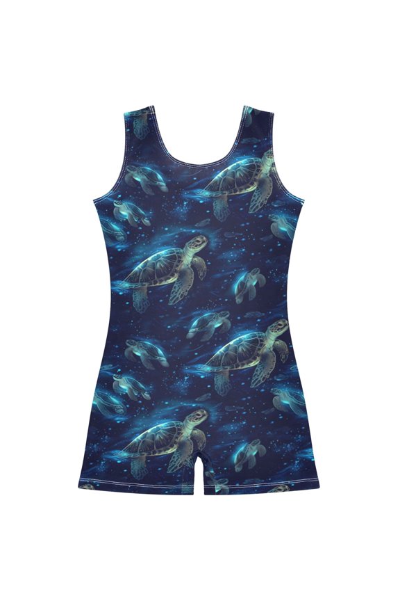 Gymnastics Leotard Sleeveless Swimming Sea Turtles Stretchy Dance Bodysuit Breathable Athletic Ballet Yoga Outfit for Ages 3-14