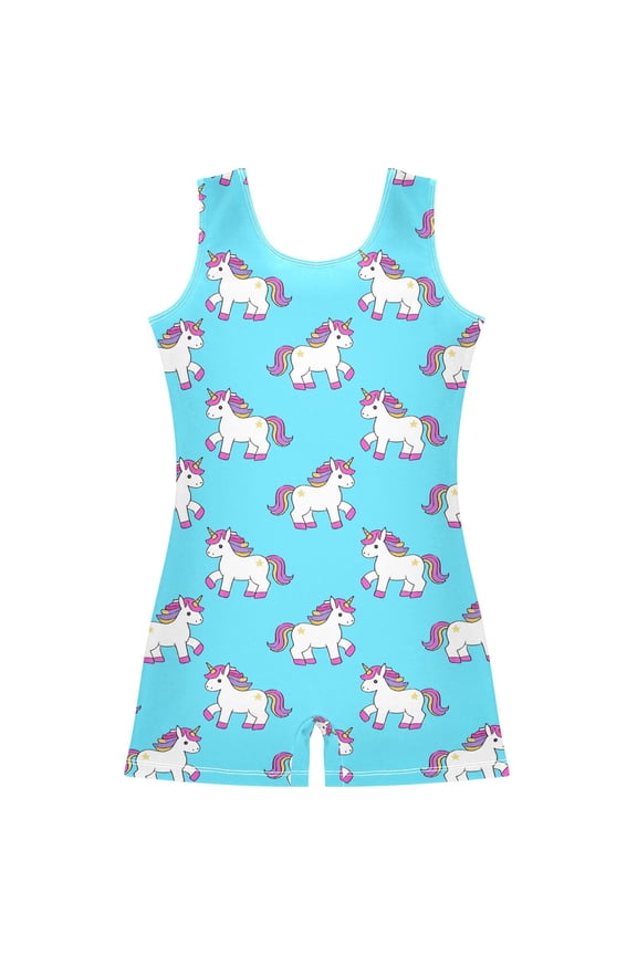 Gymnastics Leotard Sleeveless Unicorn Stretchy Dance Bodysuit Breathable Athletic Ballet Yoga Outfit for Ages 3-14