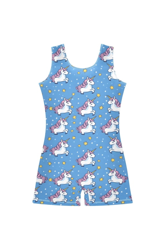 Gymnastics Leotard Sleeveless Unicorns Stretchy Dance Bodysuit Breathable Athletic Ballet Yoga Outfit for Ages 3-14