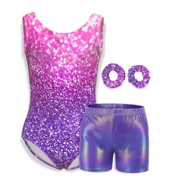 Gymnastics Leotards For Girls Sleeveless Ballet Dance Leotard 4 Piece Athletic Tumbling