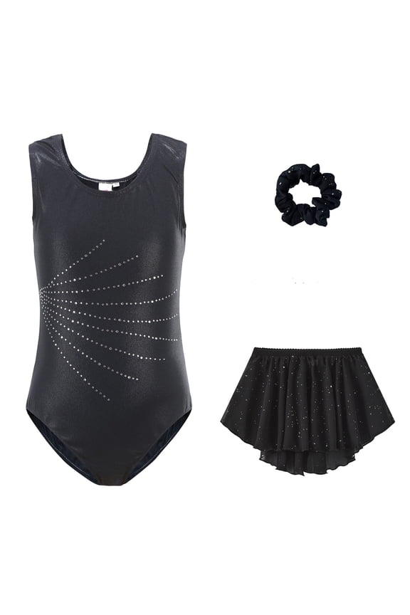 Gymnastics Leotards For Girls Sparkly Sleeveless Clasp Back Dance Leotard Unitards Tumbling Shorts Navy 11 Y-11 Y