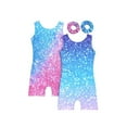 thumbnail image 1 of Gymnastics Leotards For Girls Two-Piece Tank Printing Slim Scoop Neck Gymnastics Bodysuit With Hairband, 1 of 6
