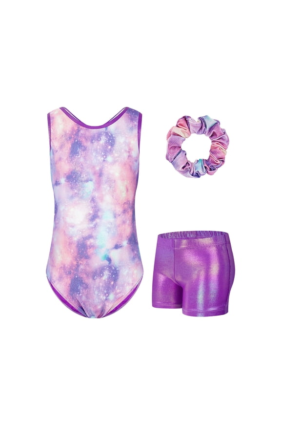 Gymnastics Leotards for Girls, 3-10 Years Sparkly Biketards Unitards with Shorts Dance Ballet Tumbling Outfits