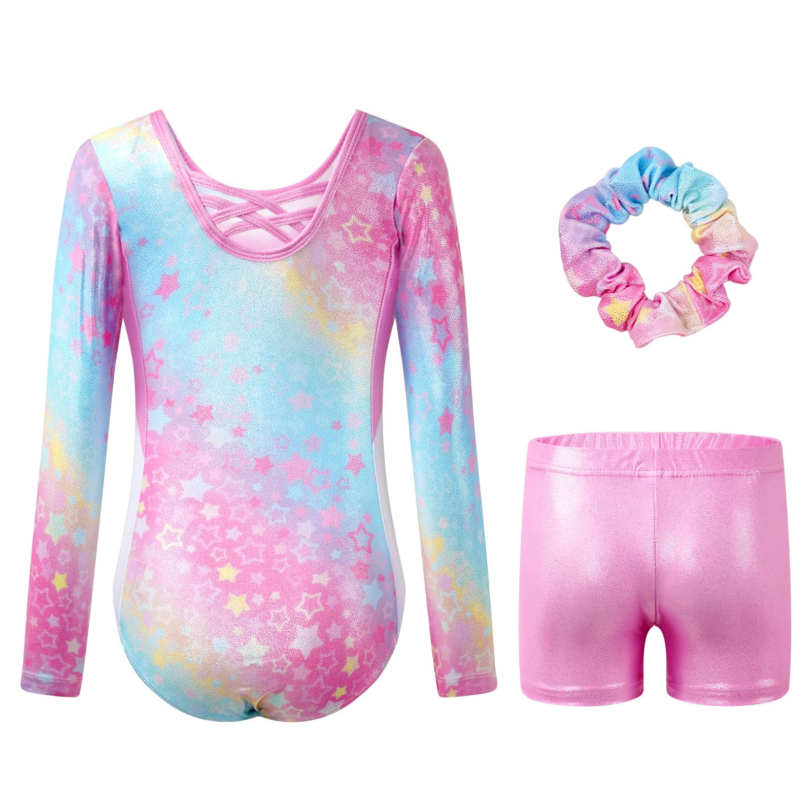 Girls Stretch Long Sleeve Mock Neck Leotard Gymnastic Ballet Dance - View #14