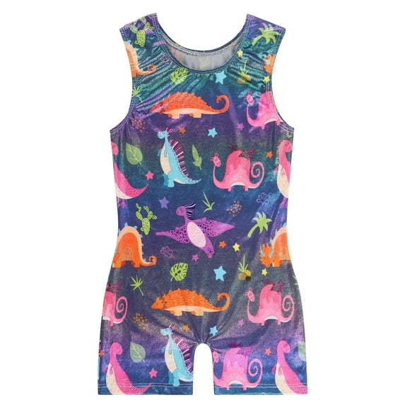 Gymnastics Leotards for Girls Dinosaur Sparkle Biketard Toddlers Kids Children