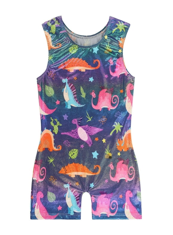 Gymnastics Leotards for Girls Dinosaur Sparkle Biketard Toddlers Kids Children