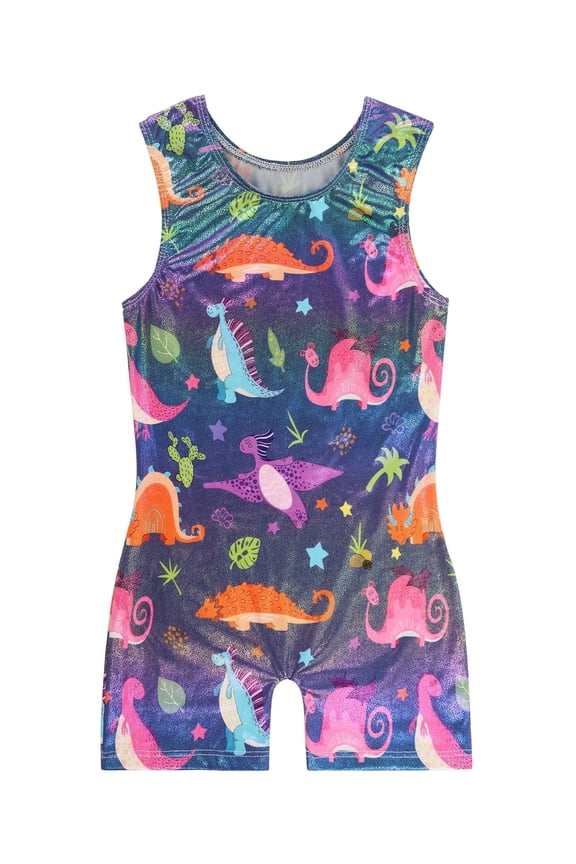 Gymnastics Leotards for Girls Dinosaur Sparkle Biketard Toddlers Kids Children