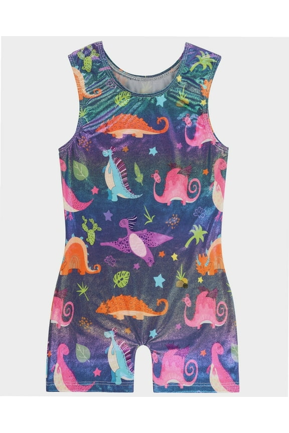 Gymnastics Leotards for Girls Dinosaur Sparkle Biketard Toddlers Kids Children