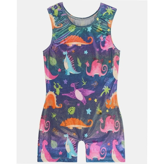 Gymnastics Leotards for Girls Dinosaur Sparkle Biketard Toddlers Kids Children