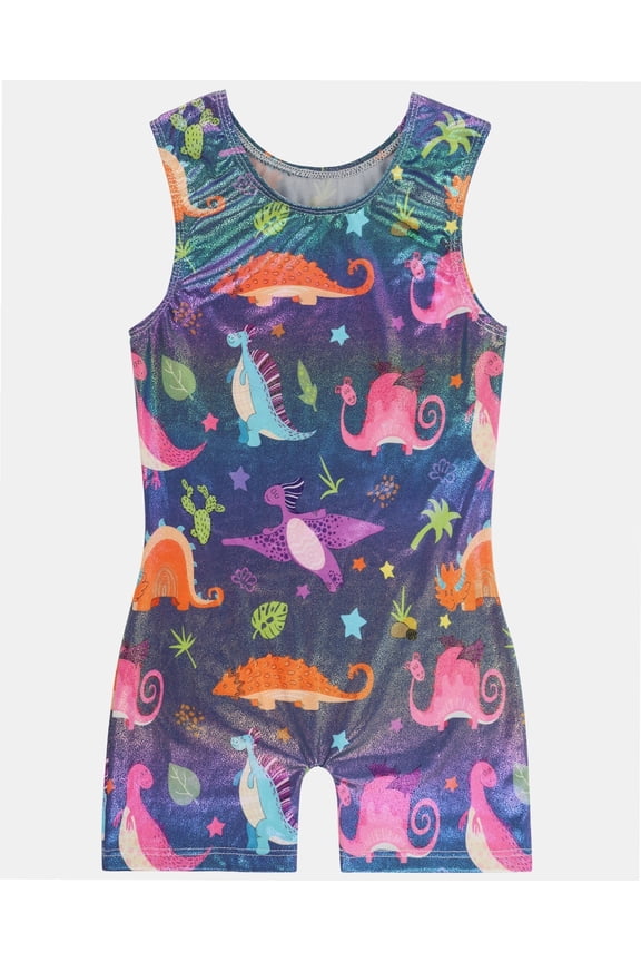 Gymnastics Leotards for Girls Dinosaur Sparkle Biketard Toddlers Kids Children