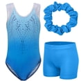 thumbnail image 1 of Gymnastics Leotards for Girls, Sleeveless Sparkly Dance Biketards with Shorts Ballet Tumbling Outfit for Kids 5-12 Years, 1 of 9