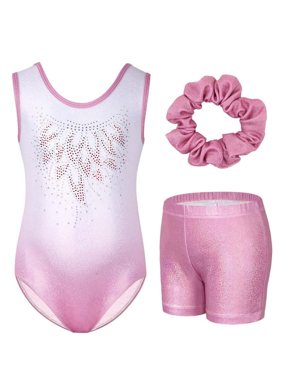 Gymnastics Leotards for Girls Sparkle One-piece Design Dancing Athletic Leotards 3-12Years