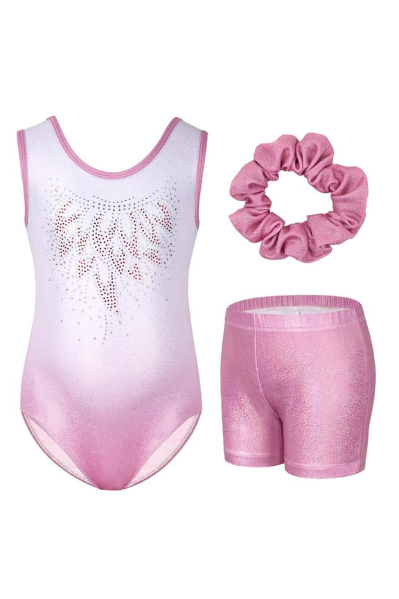 Gymnastics Leotards for Girls Sparkle One-piece Design Dancing Athletic Leotards 3-12Years