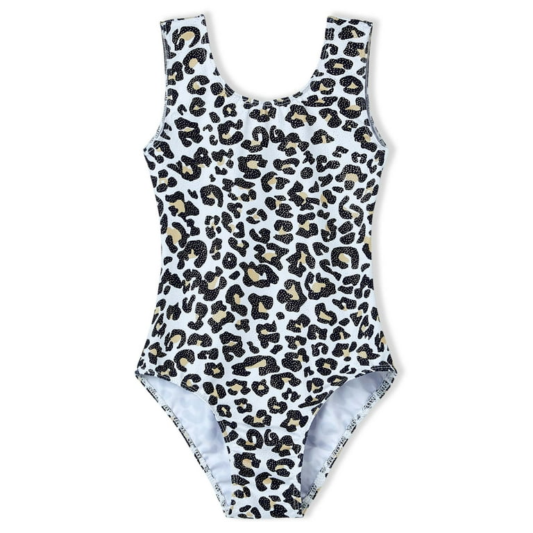 Gymnastics Leotards for Girls Sparkly Size 5 6 Years Old Black Cheetah Practice Outfits