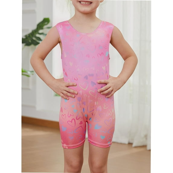 Gymnastics Leotards for Girls Toddlers Biketards Dance Unitards Sparkle Rainbow Hearts Mermaid Gym Suits