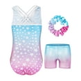 thumbnail image 1 of Gymnastics Leotards for Girls with Cross Back,Sparkly Dance Leotard Unitards with Shorts and Hair Band Biketards Outfit for 5-10 Years, 1 of 11