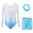 thumbnail image 1 of Gymnastics Leotards for Girls with Shorts Sparkly Long Sleeve Ballet Dance Unitards Print 3Pc Athletic Tumbling Outfits, Blue, 9-10Y, 1 of 4
