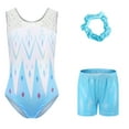 thumbnail image 1 of Gymnastics Leotards for Girls with Shorts Sparkly Sleeveless Ballet Dance Unitards Print 3Pc Athletic Tumbling Outfits, Blue, 11-12Y, 1 of 4