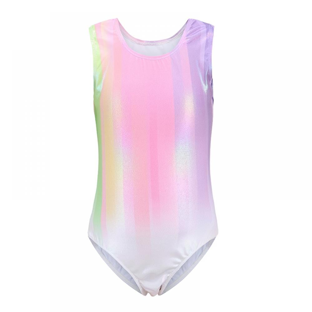 Gymnastics Leotards for Little Girls Onepiece Sparkle Colorful Rainbow
