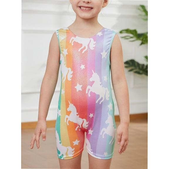 Gymnastics Leotards for Toddler Girls Gym Suits Dance Leotard Sparkly Rainbow Unicorn Butterfly Diamond Biketard