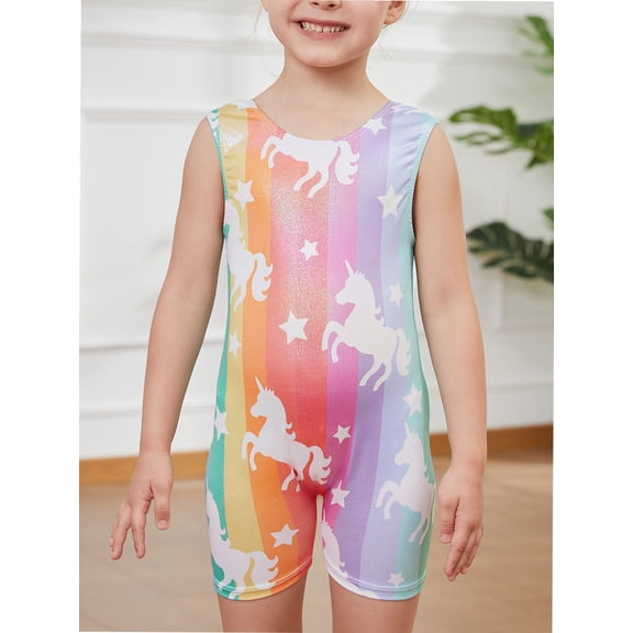 Gymnastics Leotards for Toddler Girls Gym Suits Dance Leotard Sparkly Rainbow Unicorn Butterfly Diamond Biketard