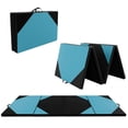 thumbnail image 1 of Gymnastics Mat 10 Feet by 4 Feet 2 Inch Thick, Foldable Exercise Mat with Carry Handles, Hook Loop Fasteners, Waterproof Yoga Stretching Home Gym Mat, Blue + Black, 1 of 6