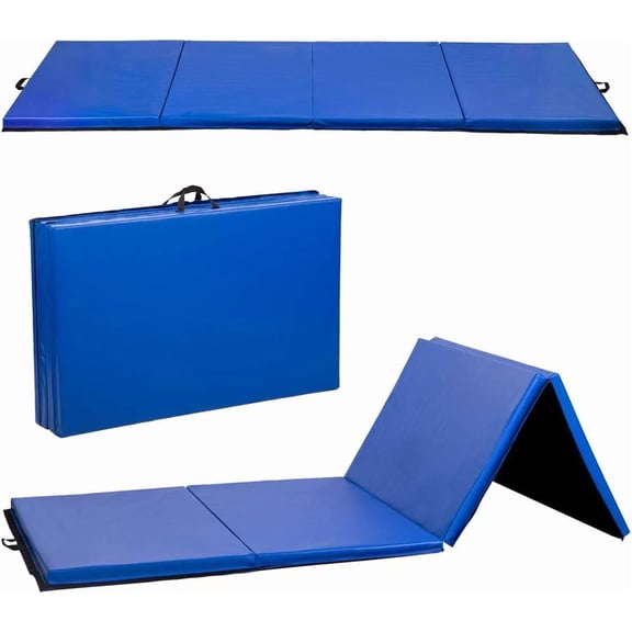 Gymnastics Mat 2 Thick Folding Gym Mat Tumbling Mat Exercise Mat Fitness Large Home Gym Mat with Carrying Handles for MMA Aerobics Stretching Yoga Core Workouts Martial Arts Dancing