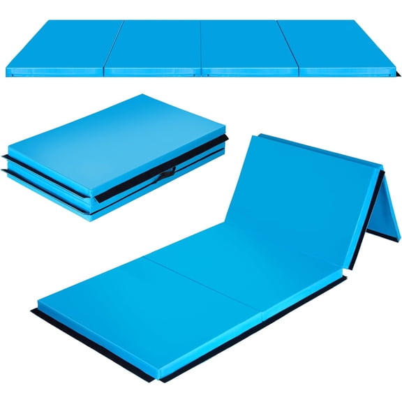 Gymnastics Mat 4'x10'x2" Thick Tumbling Mat with Carrying Handles Floding Interlocking Gym Mat for Gymnastics, Wrestling, MMA, Martial Arts, Stretching, Core Workouts