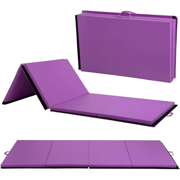 BestMassage 4x10x2 Folding Gymnastics Mat Perfect for Indoor Outdoor Exercise Purple