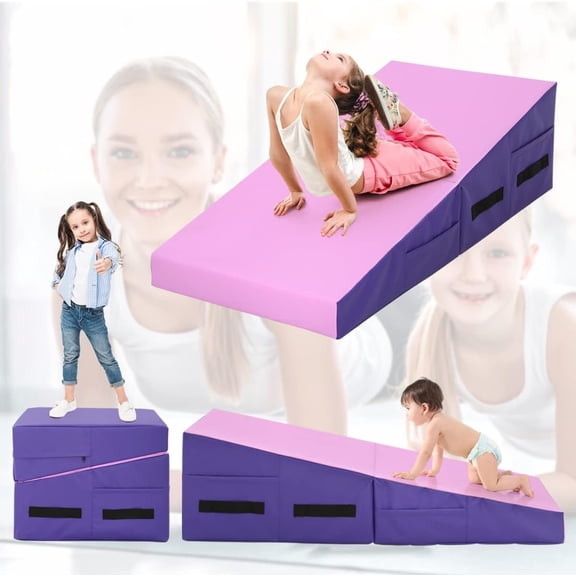 Gymnastics Mat - Incline Tumbling Mat, Folding, Cheese Wedge Design for  Indoor/Outdoor Exercise & Yoga
