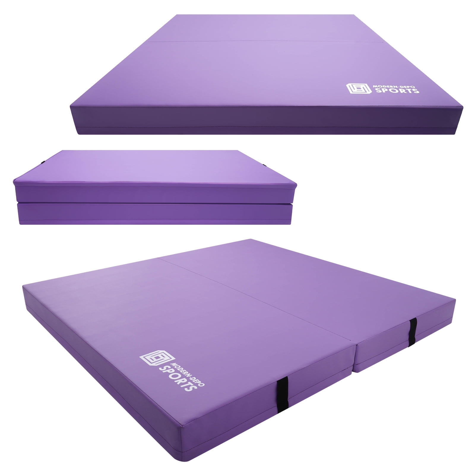 Gymnastics Mat for Kids 4'x4'x4" Foldable Tumbling Mats with Carrying Handles 2-Panels Fold Thick Exercise Mat for Home Aerobics Stretching Yoga, Purple