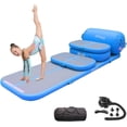 thumbnail image 1 of Gymnastics Mat Set 10FT Inflatable Tumbling Mat, 39*24 inch Air Roller Gymnastics Barrel and 3 Air Block with 800W Air Pump for Training Cheerleading Home Use Yoga and Water Use, 1 of 6