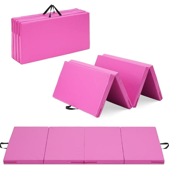 Gymnastics Mat, Thick Folding Kids' Gymnastic Tumbling Mat with Carrying Handles