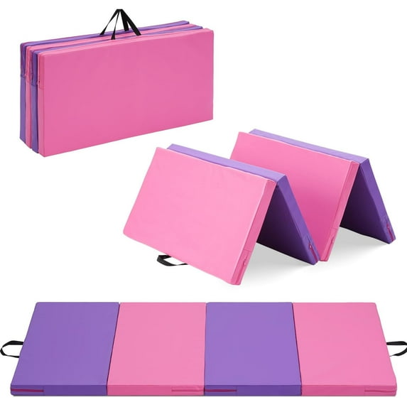 Gymnastics Mat, Thick Folding Kids' Gymnastic Tumbling Mat with Carrying Handles