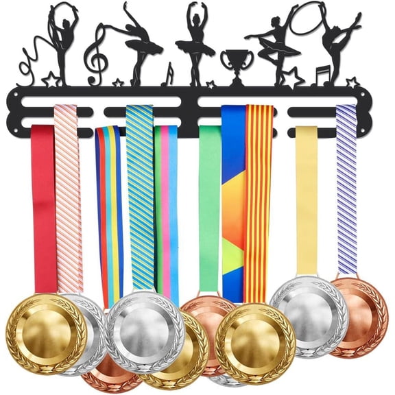 Gymnastics Medal Hanger Display Dance Sports Medals Display Rack for 40+ Medals Wall Mount Ribbon Display Holder Rack Iron Hooks Gifts DIY