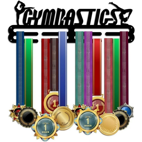 Gymnastics Medal Hanger Medal Display Sports Ribbon Holder Competition Medal Holder Medals Display Awards Medal Rack Wall Mount Tiered Medal Hook for Over 60 Medals Athletes Competition