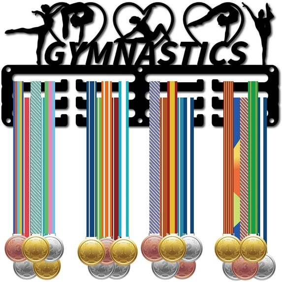 Gymnastics Medal Hangers Medal Holder Display Rack Sports Metal Hanging Awards Iron Small Mount Decor for Wall Home Race Running Swimming Soccer Football Medalist Black 11.4 x 5.1 Inch