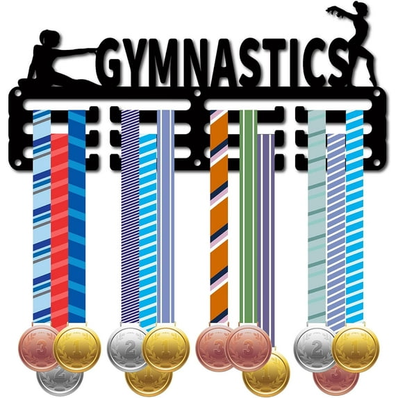 Gymnastics Medal Holder Medal Hanger Display Rack Sports Metal Hanging Awards Iron Small Mount Decor Awards for Women Wall Home Badge Race Gymnastics Medalist Black 11.4 x 5.1 Inch
