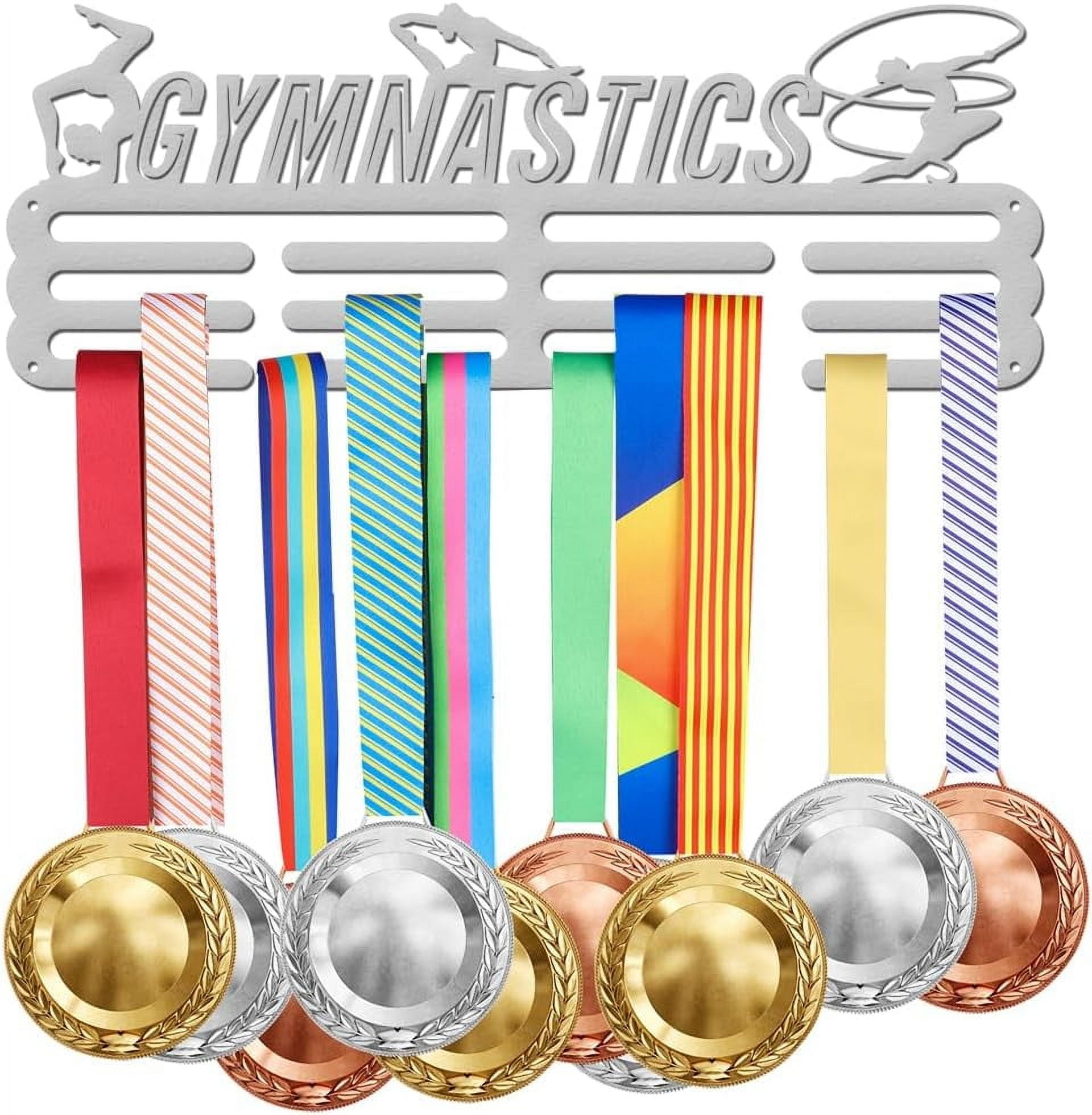 Gymnastics Medal Holder Sport Display Rhythmic Gymnastics Hanger Medal Trophy Display Rack Rope Gymnastics Awards Metal Lanyard Sturdy Over 60 Medals