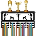 thumbnail image 1 of Gymnastics Medal Holder Sport Medal Rack Wall Mounted 70+ Medals Awards Organizer 3 Lines Separate Hooks Ribbons Hanging Display for Athletes Competition Winners Gift 15.7x7.9in Black, 1 of 9