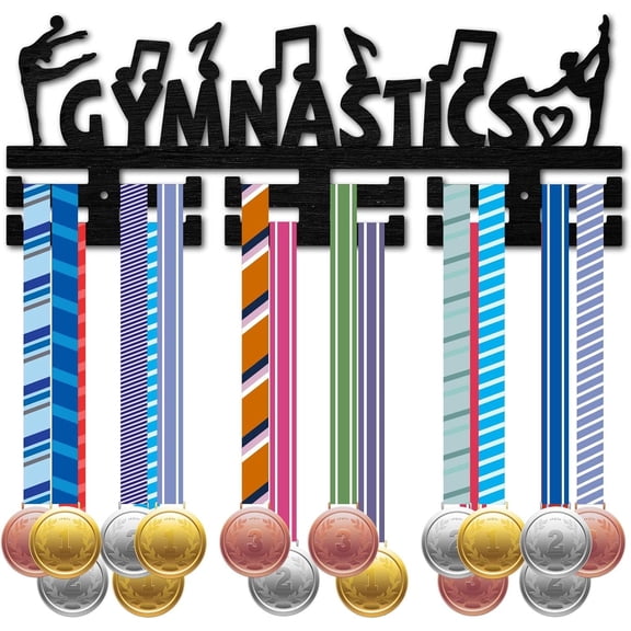 Gymnastics Medal Rack Women's Rhythmic Gymnastics Sports Medal Hanger Wall Mount Race Awards Storage Holder for 30+ Medals Ribbons Hanging Display Athletes Champion Gift 15.7x5.9in DIY