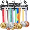 thumbnail image 1 of Gymnastics Medals Display Rack Just a Girl Who Loves Gymnastics Medal Holder Iron Wall Mounted Hooks Hanging Medal Rack Display Trophy Display for DIY 40-45 Medals, 1 of 6