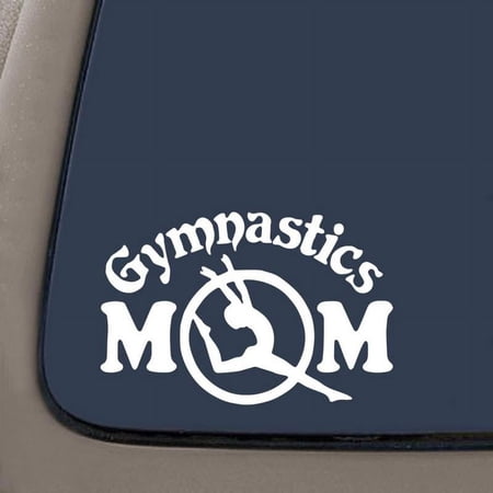 Gymnastics Mom Decal Sticker | 5.5-Inches | White Vinyl Decal | Car Truck Van SUV Laptop Macbook Wall Decals
