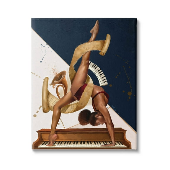 Gymnastics Musician Girl Instruments Abstract Painting Gallery Wrapped Canvas Print Wall Art