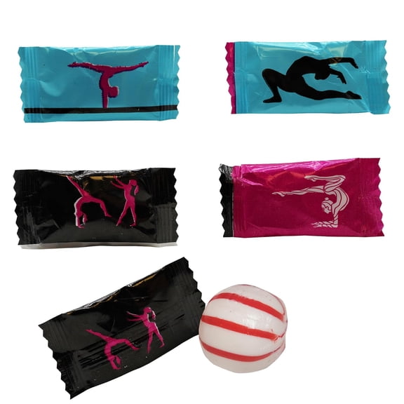Gymnastics Peppermints 100-Count Pack - Fresh Mint Candies with Gymnast-Inspired Design - Perfect for Gymnastics Meets, Team Celebrations, Training Bags & Birthday Party Favors for Gymnastics Lovers