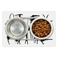 thumbnail image 1 of Gymnastics Pet Mat for Food and Water, Olympic Athlete Silhouettes Aerobics Themed Monochrome Ribbon Dancing Women, Non-Slip Rubber Mat for Dogs and Cats, 18" X 12", by Ambesonne, 1 of 2