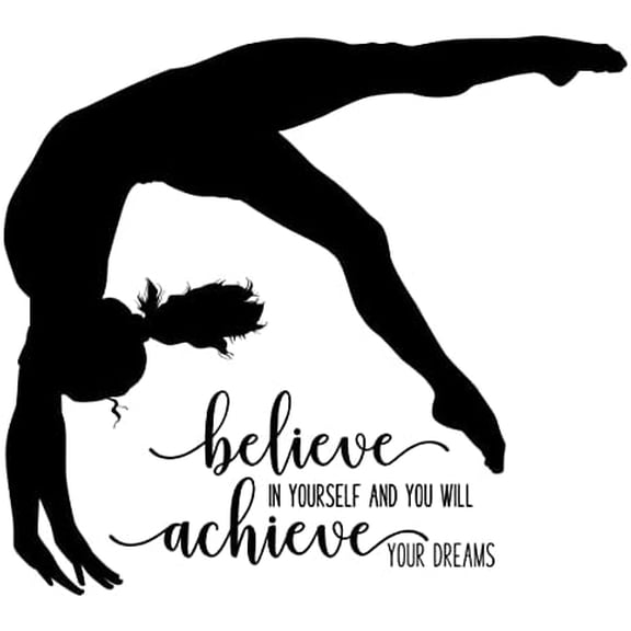 Gymnastics Quote Wall Decal, Dance Studio Decor, Gymnast Vinyl Sticker, 34"X30" Black, Gymnast Gift$$Tools