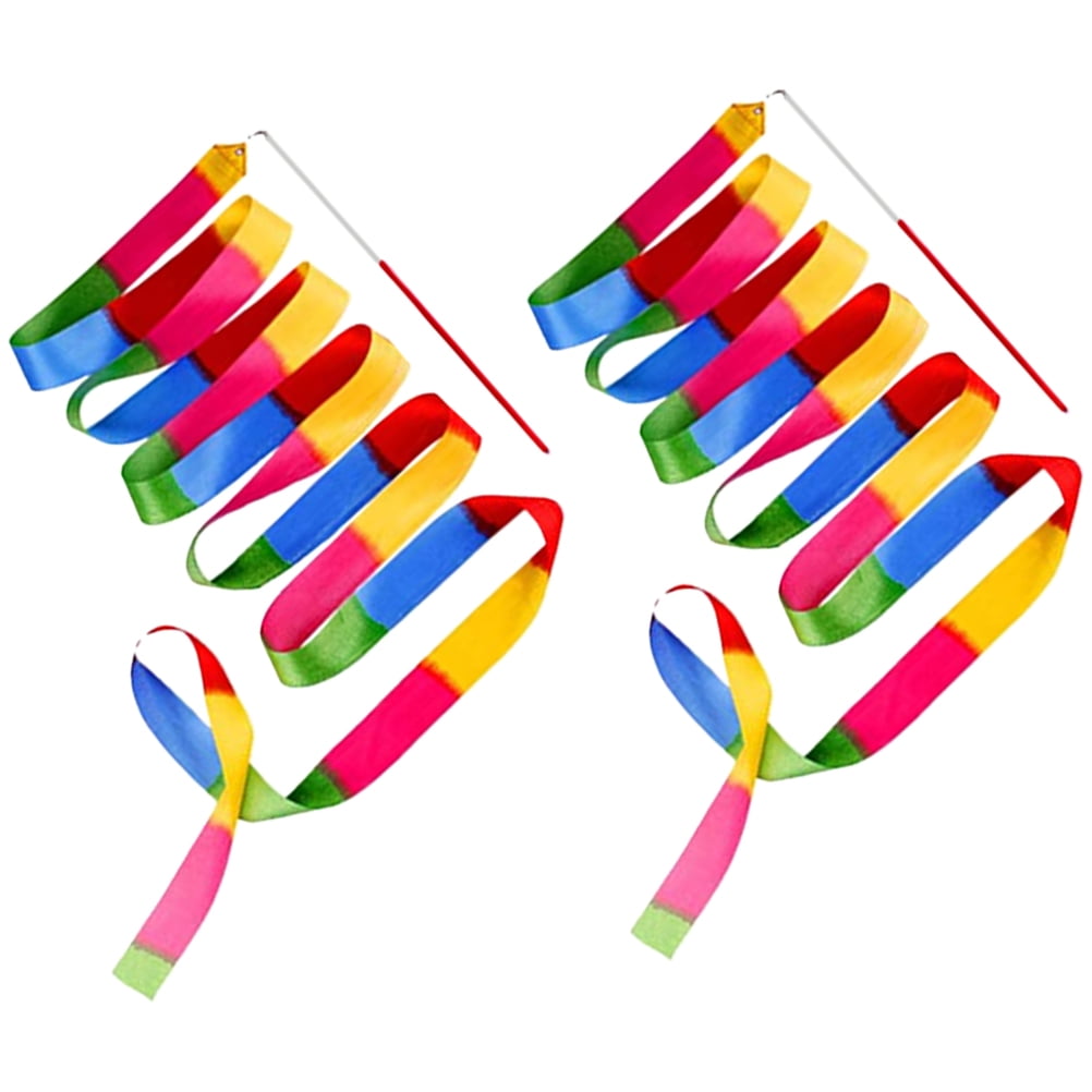 Gymnastics Ribbon 2 Pcs Dance Streamer Streamers Wands for Kids Colored